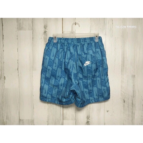 Nike Men's Medium Blue Swim Shorts Mesh Lined All Over Print - Picture 2 of 5